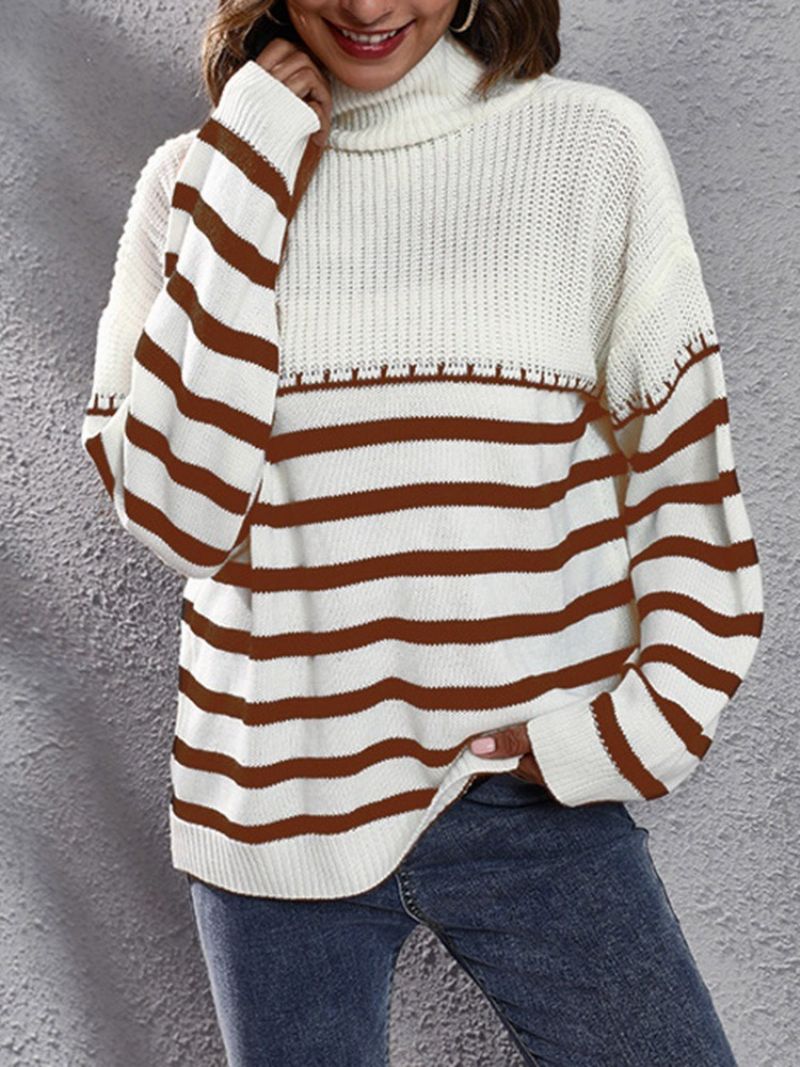 Patchwork Tynd Regular Turtleneck Langærmet Sweater