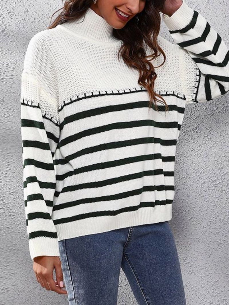 Patchwork Tynd Regular Turtleneck Langærmet Sweater