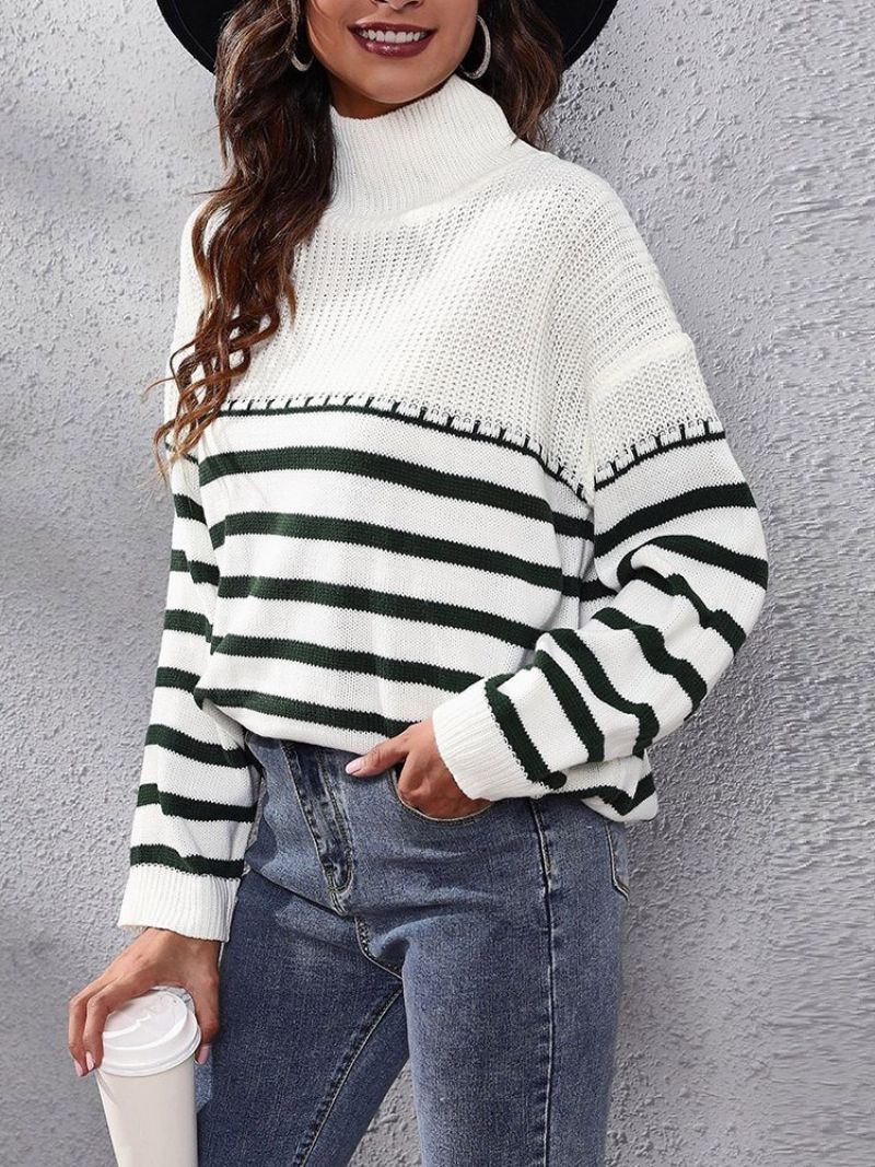 Patchwork Tynd Regular Turtleneck Langærmet Sweater