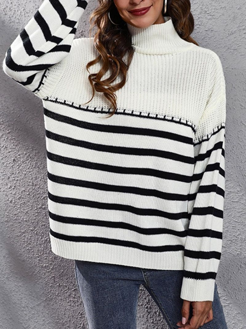 Patchwork Tynd Regular Turtleneck Langærmet Sweater