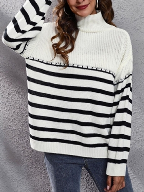 Patchwork Tynd Regular Turtleneck Langærmet Sweater