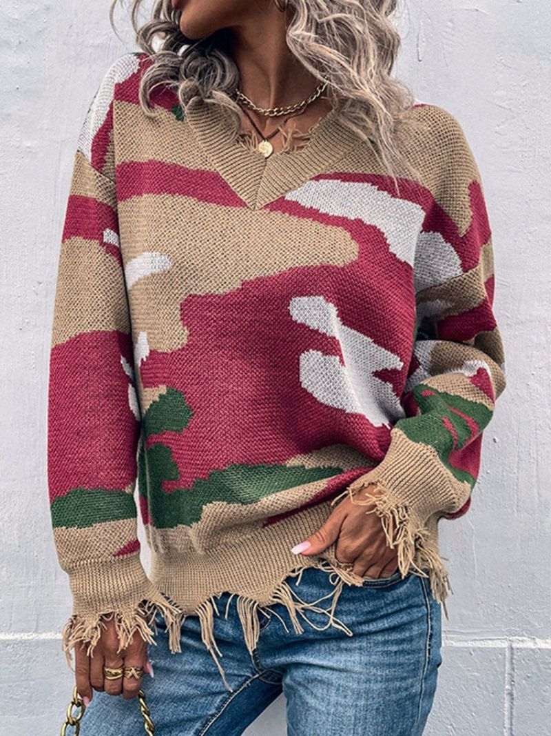 Tassel V-Hals Løs Sweater