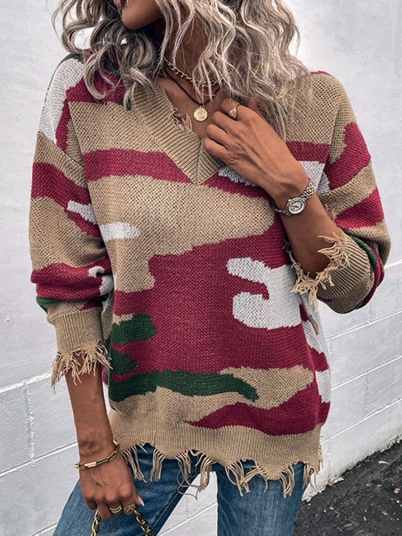 Tassel V-Hals Løs Sweater