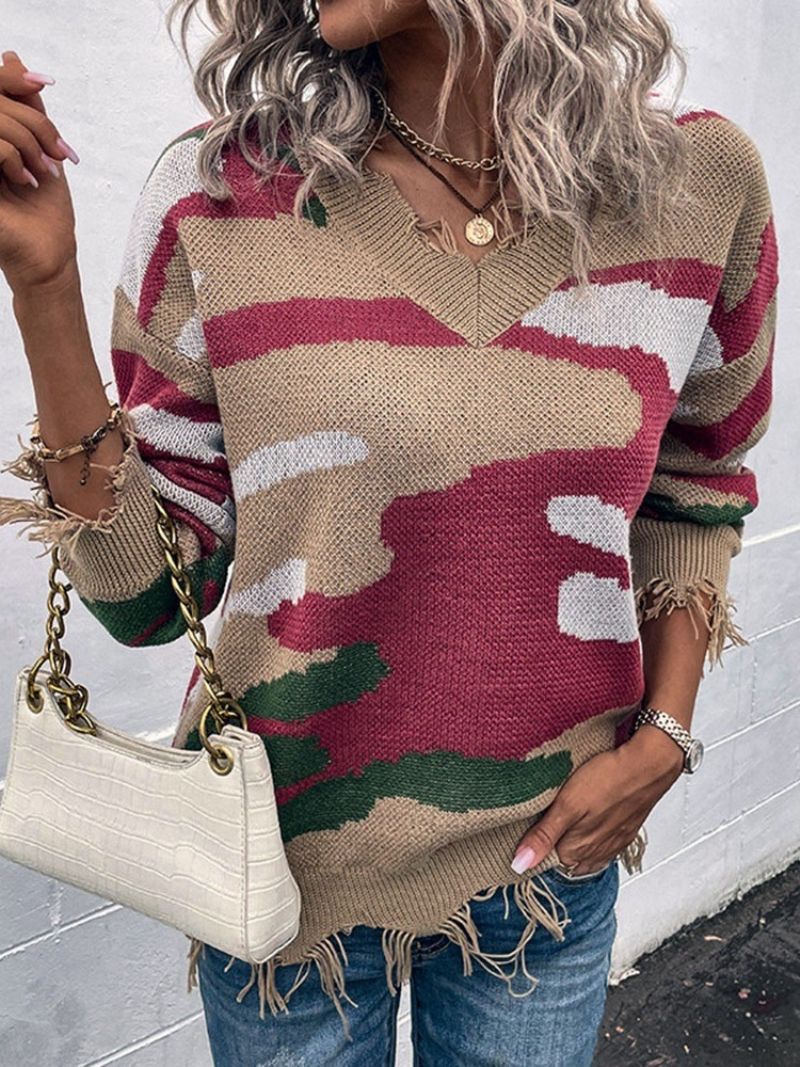 Tassel V-Hals Løs Sweater