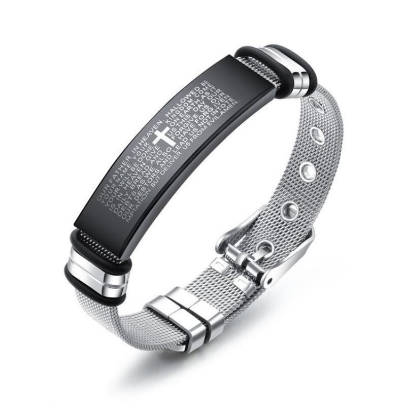 Cross Bible Titanium Stål Armbånd Til Mænd