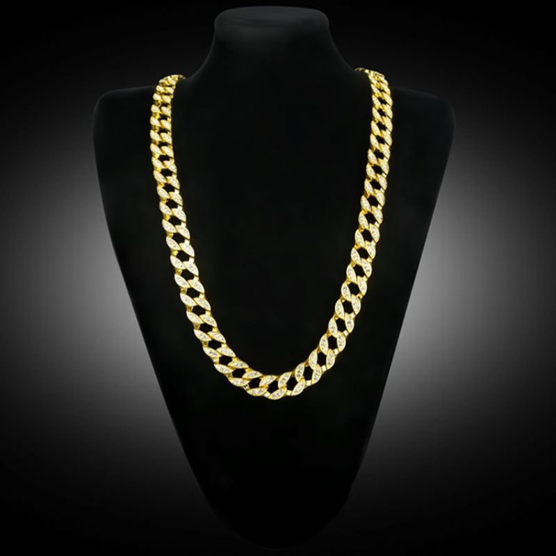 Cuban Link Chain Style Diamante Hiphop Halskæde