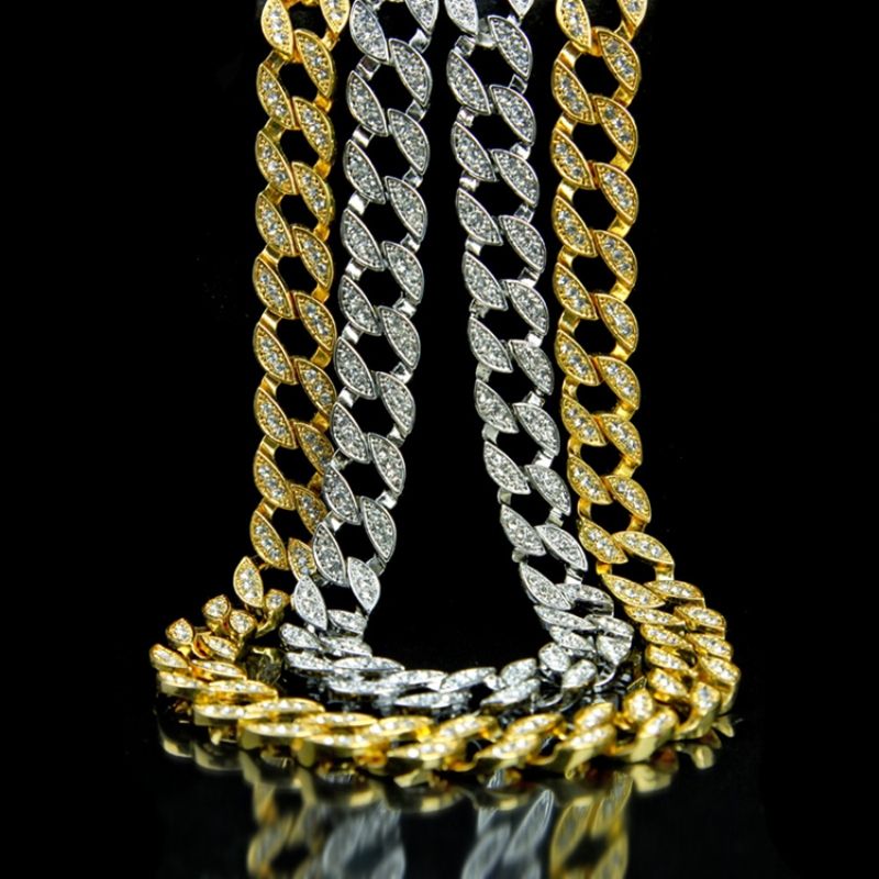 Cuban Link Chain Style Diamante Hiphop Halskæde