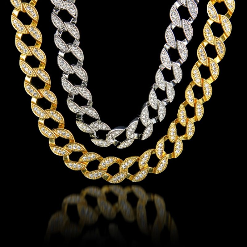 Cuban Link Chain Style Diamante Hiphop Halskæde