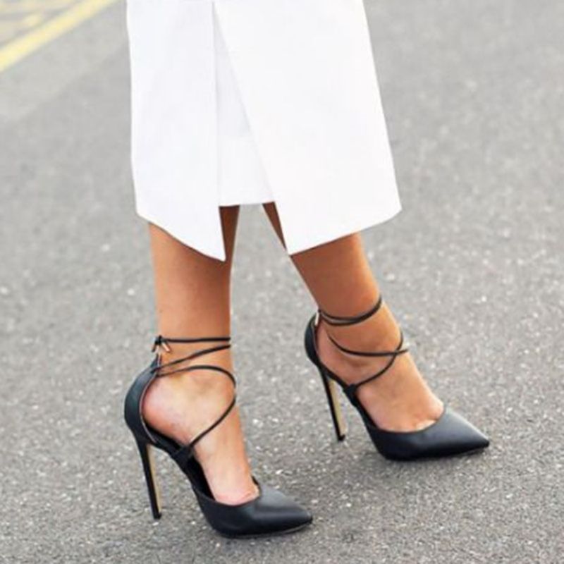 Cross Strap Pointed Toe Pumps