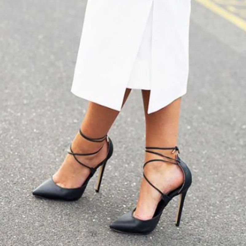 Cross Strap Pointed Toe Pumps