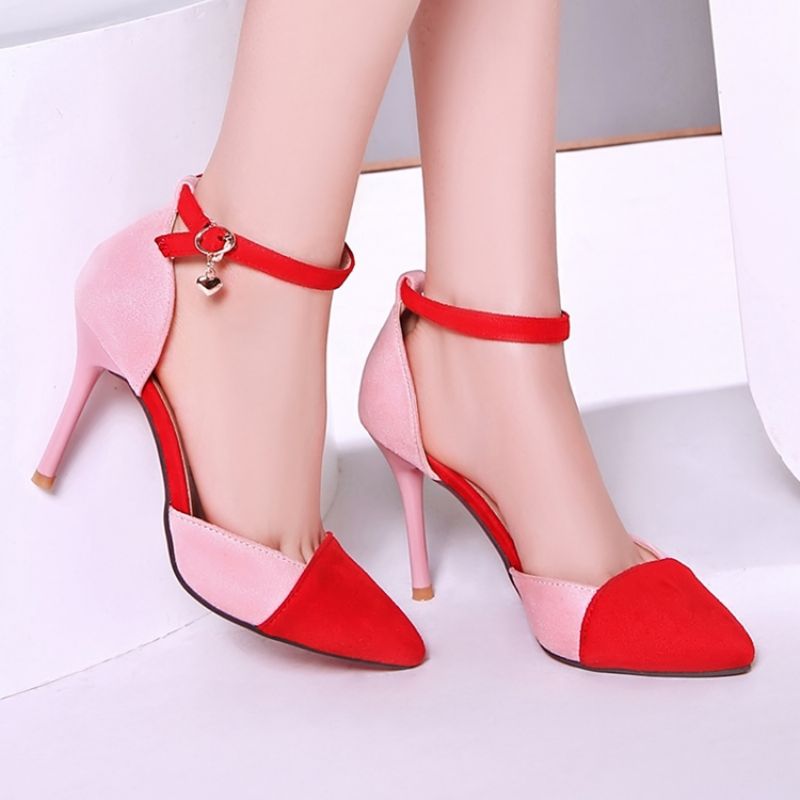 Ladylike Point Toe Patchwork Stiletto-Sandaler