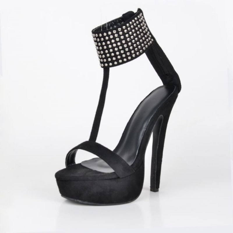 Moderigtige Rhinestone Ankelrem Stiletto-Sandaler