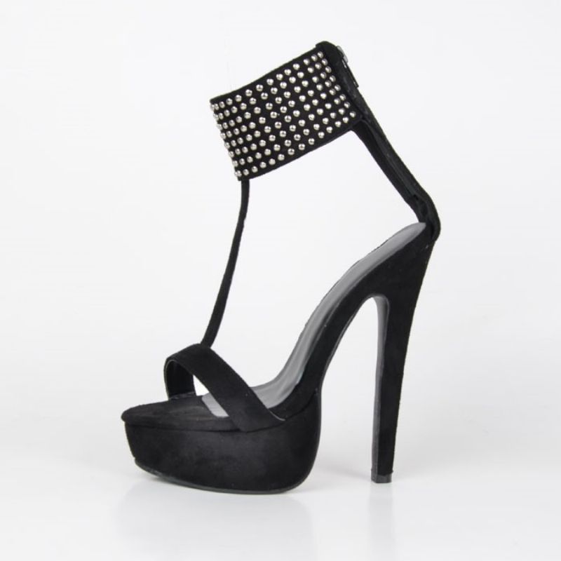 Moderigtige Rhinestone Ankelrem Stiletto-Sandaler