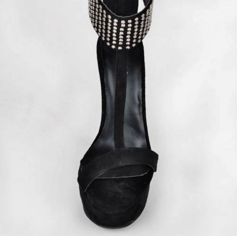 Moderigtige Rhinestone Ankelrem Stiletto-Sandaler