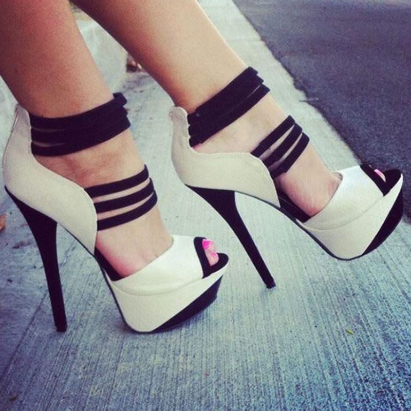 Platform Color Block Peep Toe Pumps