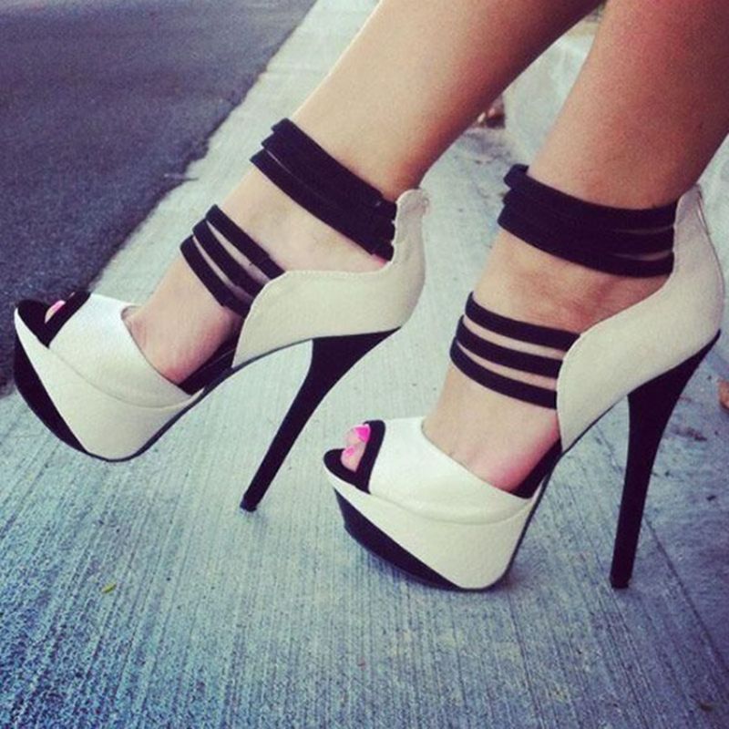 Platform Color Block Peep Toe Pumps