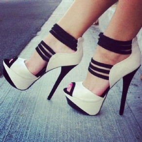 Platform Color Block Peep Toe Pumps