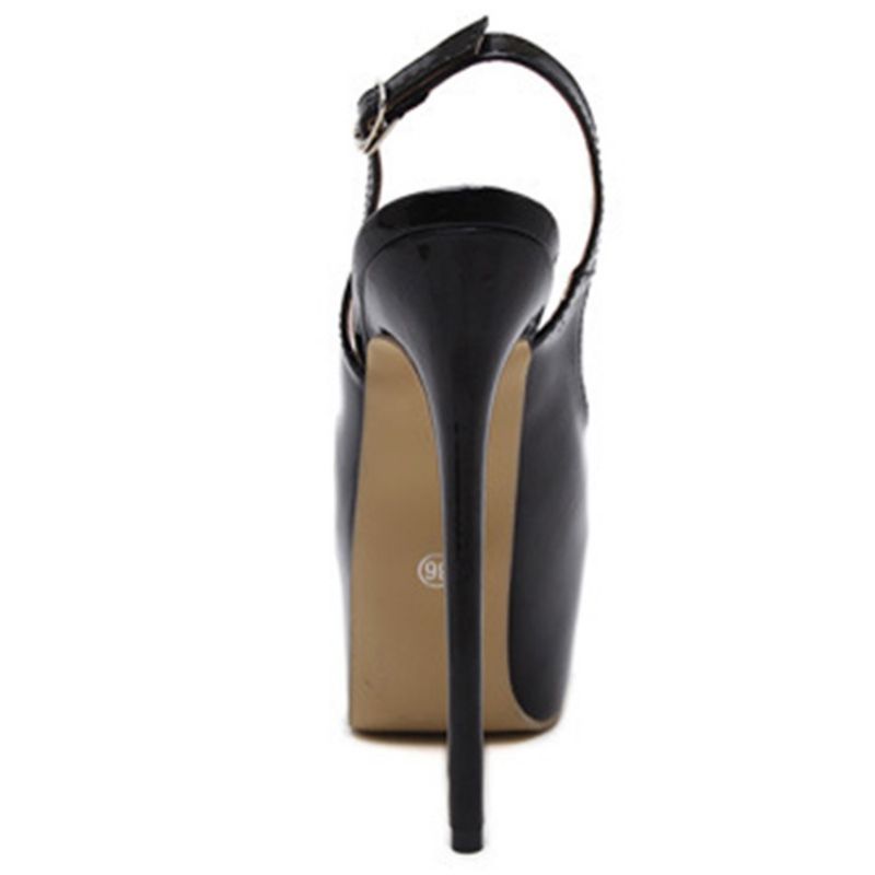 Pu Peep Toe Stilethæl Slingback Strop Damesandaler