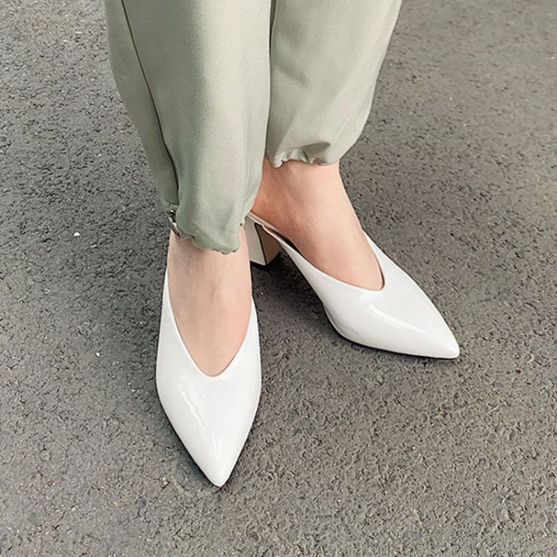 Slip-On Chunky Heel Closed Toe Casual Hjemmesko