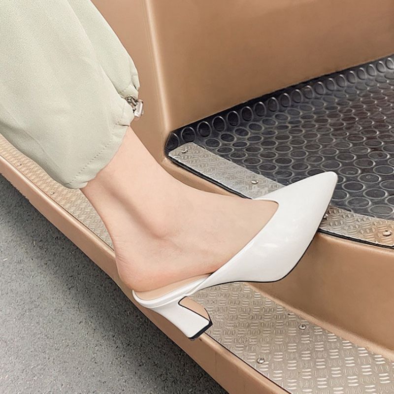 Slip-On Chunky Heel Closed Toe Casual Hjemmesko