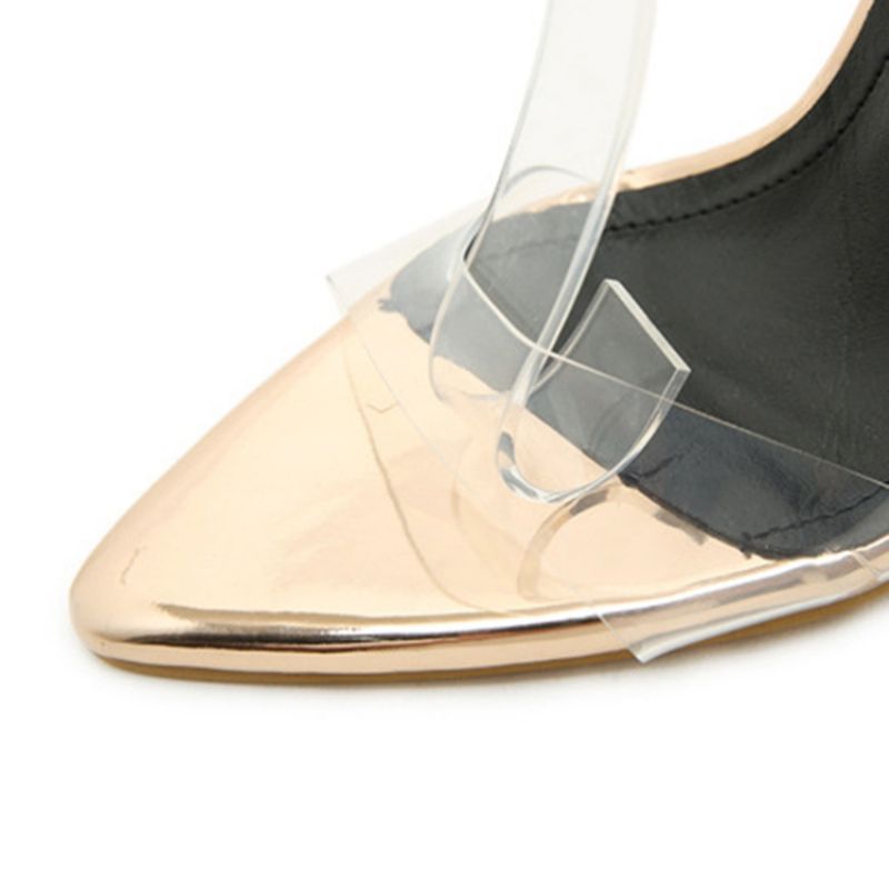 Slip-On Chunky Heel Pointed Toe Color Block Damesandaler