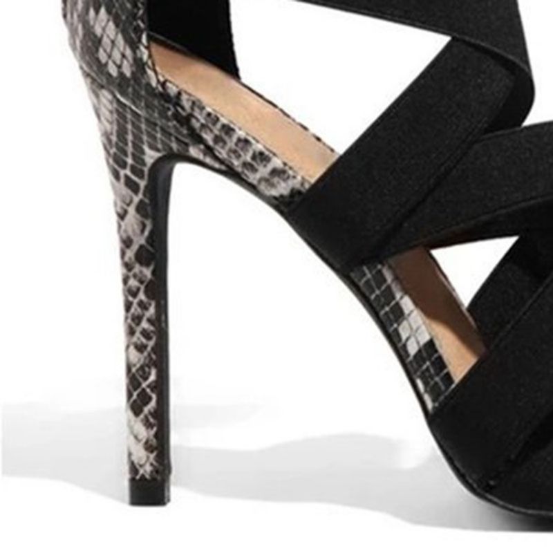 Stilethæl Peep Toe Lynlås Patchwork-Sandaler