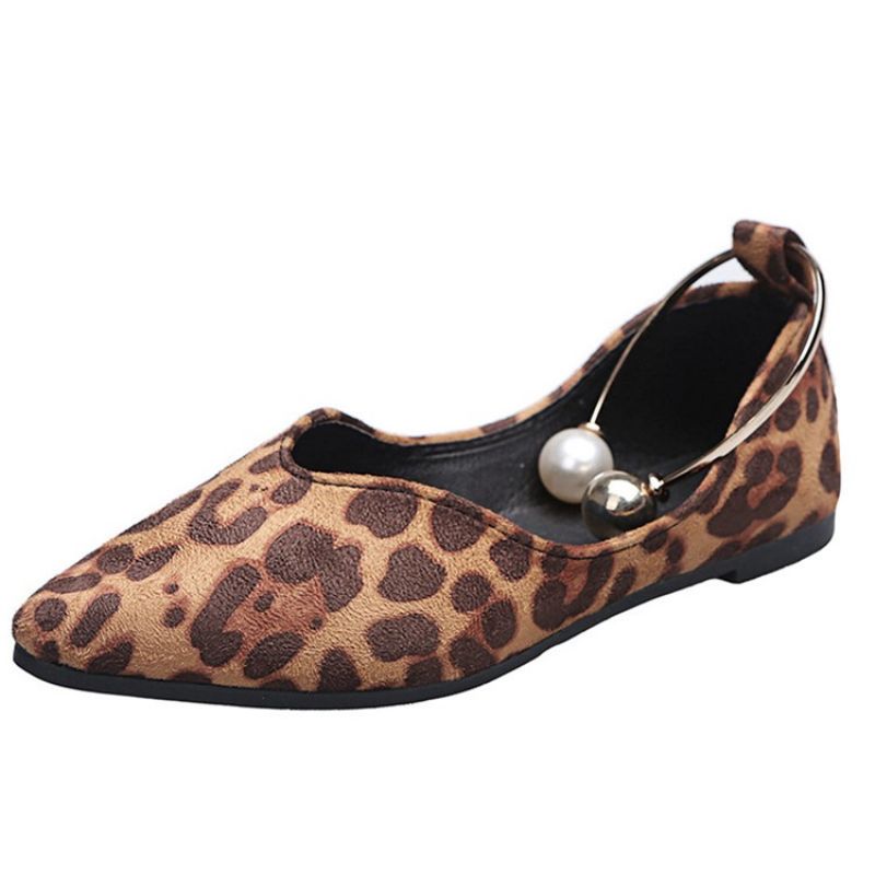 Beads Slip-On Blokhæl Leopard Tynde Sko