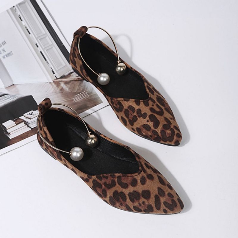 Beads Slip-On Blokhæl Leopard Tynde Sko