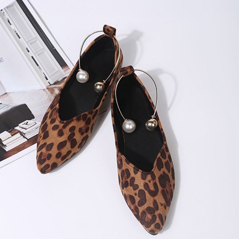 Beads Slip-On Blokhæl Leopard Tynde Sko