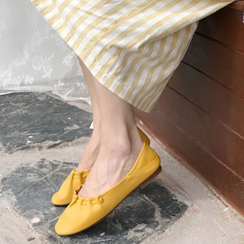 Pu Square Toe Slip-On Block Heel Dame Flade sko