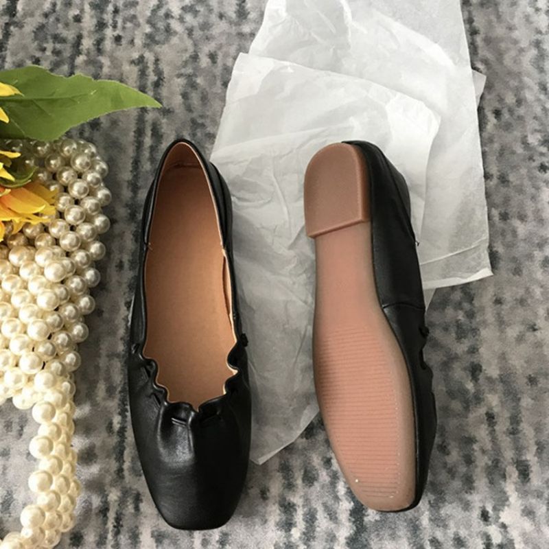 Pu Square Toe Slip-On Block Heel Dame Flade sko