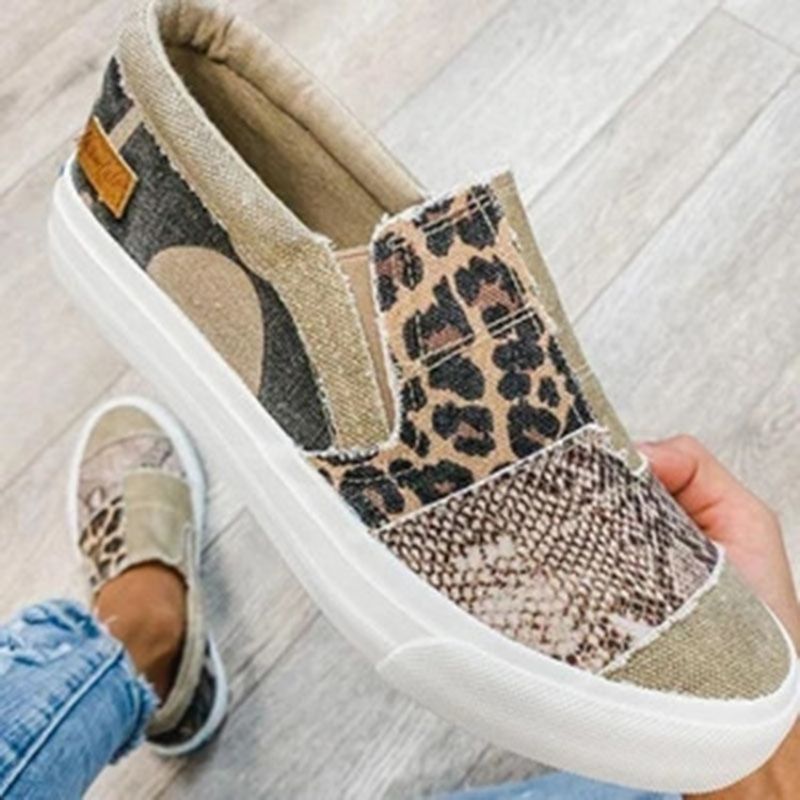 Tråd Slip-On Low-Cut Øvre Leopard Sneakers