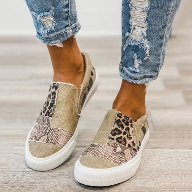 Tråd Slip-On Low-Cut Øvre Leopard Sneakers