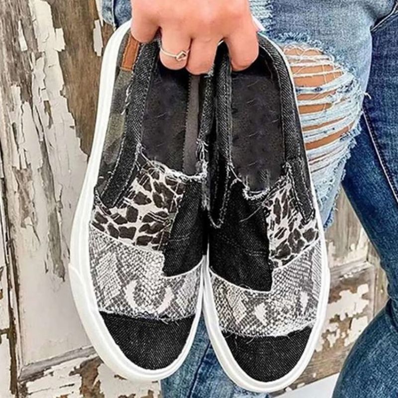 Tråd Slip-On Low-Cut Øvre Leopard Sneakers