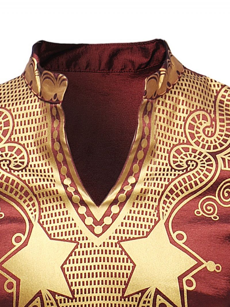 Afrikansk Mode Dashiki Gyldne Print Til Mænd Afslappede T-Shirts