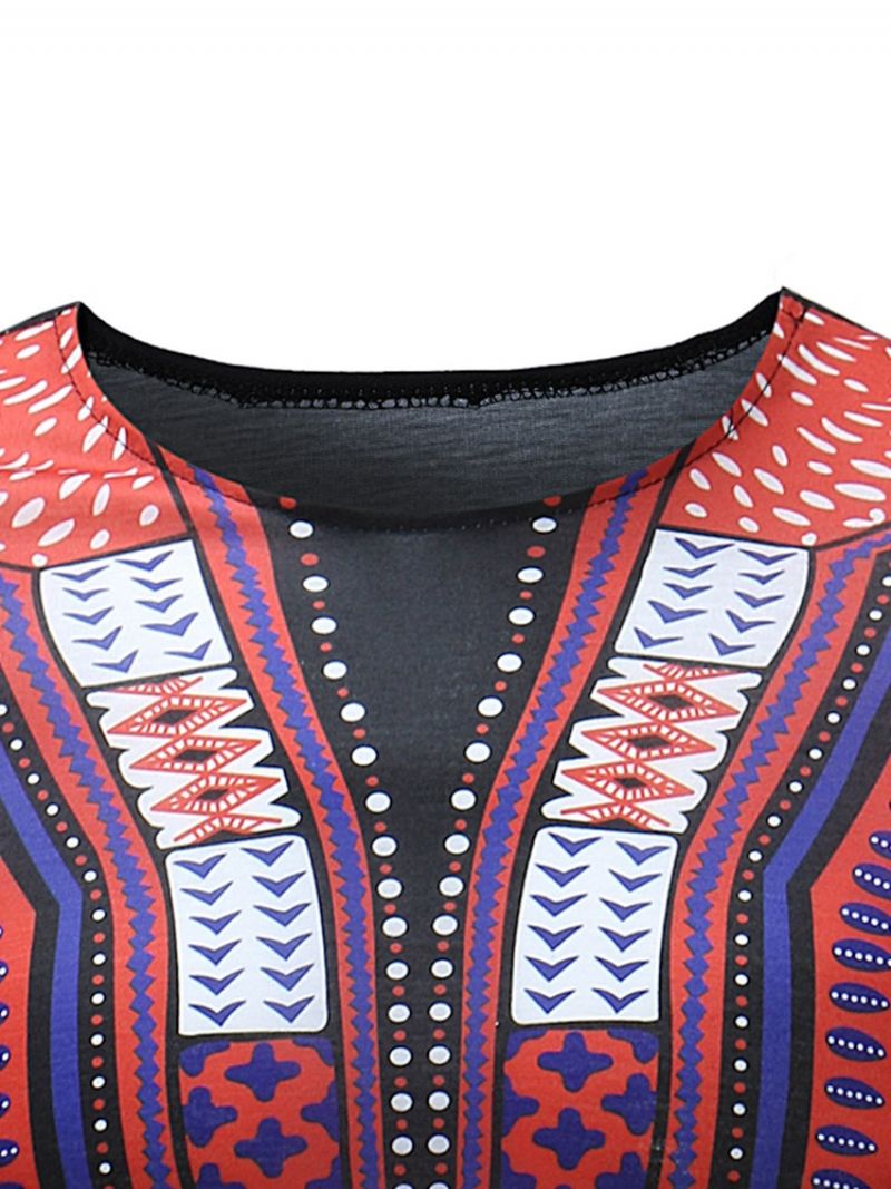 Afrikansk Mode Dashiki Print Slim Fit Scoop T-Shirt Til Mænd