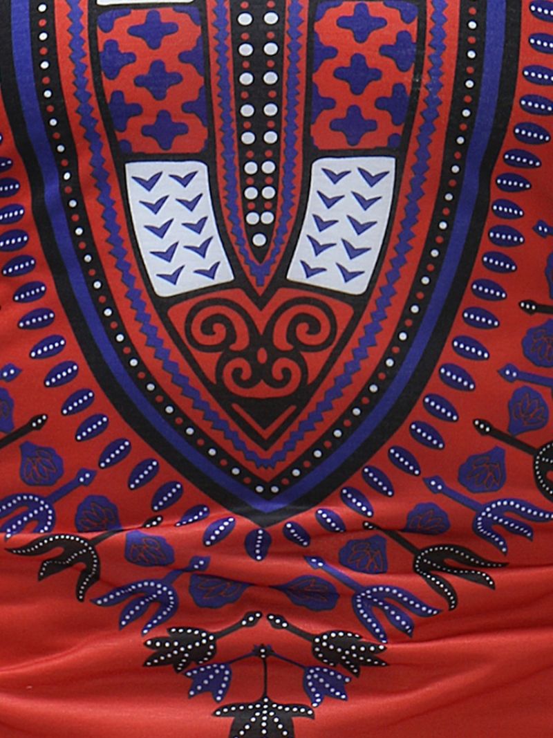 Afrikansk Mode Dashiki Print Slim Fit Scoop T-Shirt Til Mænd