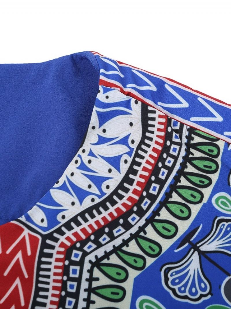 Afrikansk Mode Dashiki Print V-Hals Lige T-Shirt Til Mænd