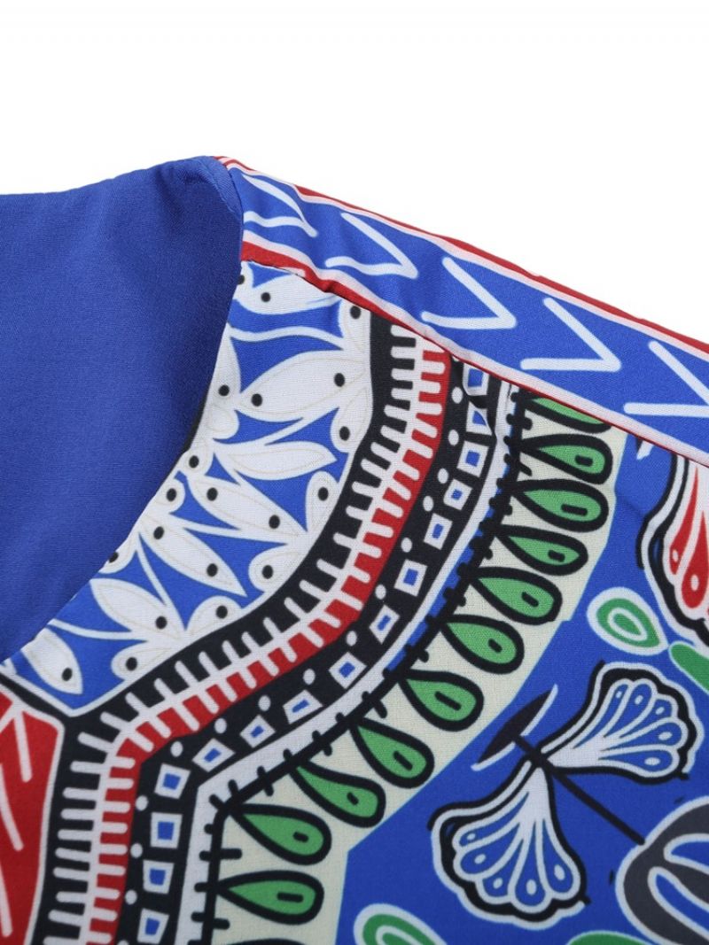 Afrikansk Mode Dashiki Print V-Hals Lige T-Shirt Til Mænd