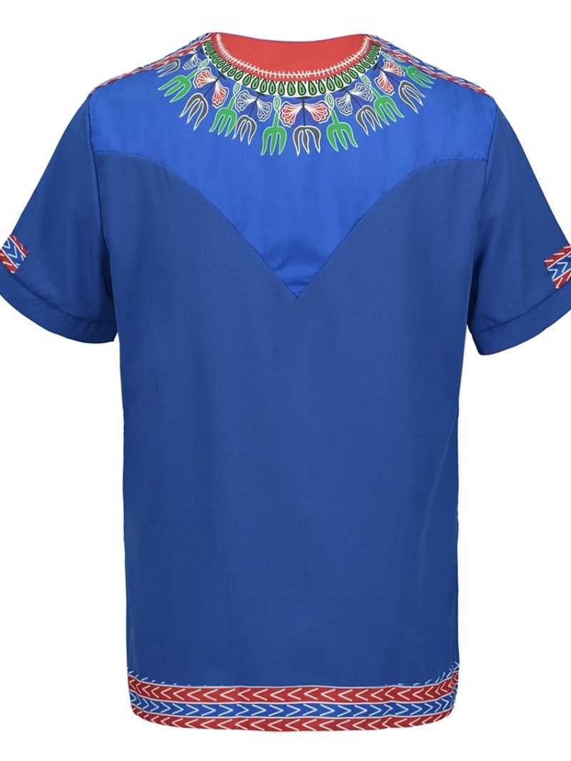 Afrikansk Mode Dashiki Print V-Hals Lige T-Shirt Til Mænd