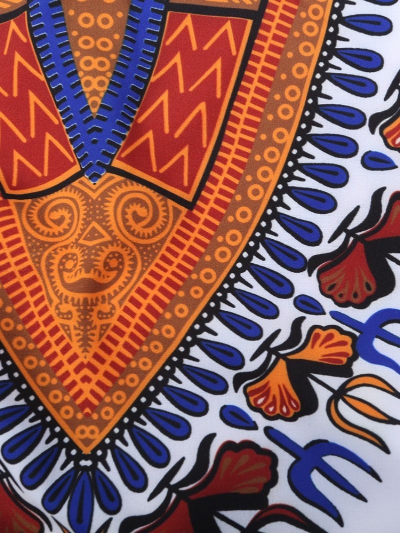 Afrikansk Mode Dashiki Print V-Hals Løs T-Shirt Til Mænd