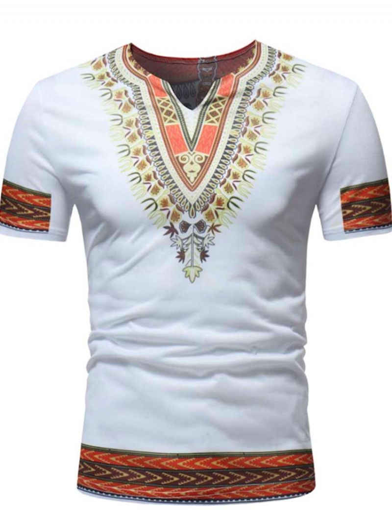 Afrikansk Mode Dashiki-Trykt Smal Kortærmet T-Shirt Til Mænd