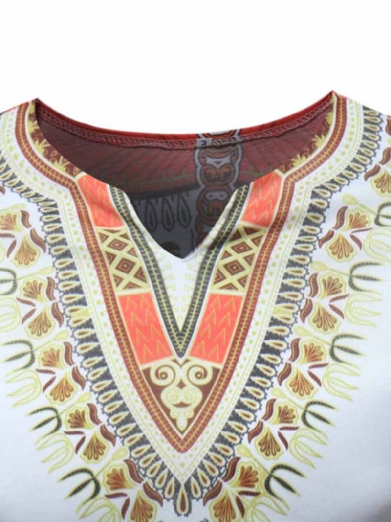 Afrikansk Mode Dashiki-Trykt Smal Kortærmet T-Shirt Til Mænd