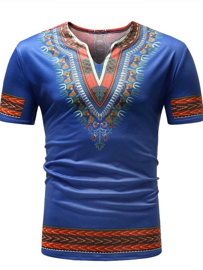 Afrikansk Mode Dashiki-Trykt Smal Kortærmet T-Shirt Til Mænd