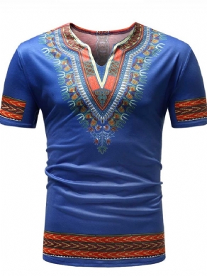 Afrikansk Mode Dashiki-Trykt Smal Kortærmet T-Shirt Til Mænd