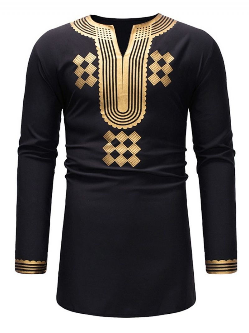 Afrikansk Mode Dashiki V-Hals Geometrisk Print Til Mænd Casual T-Shirts