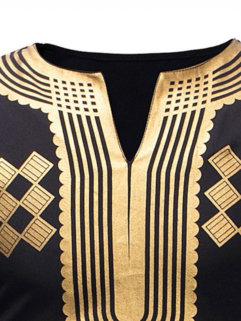 Afrikansk Mode Dashiki V-Hals Geometrisk Print Til Mænd Casual T-Shirts