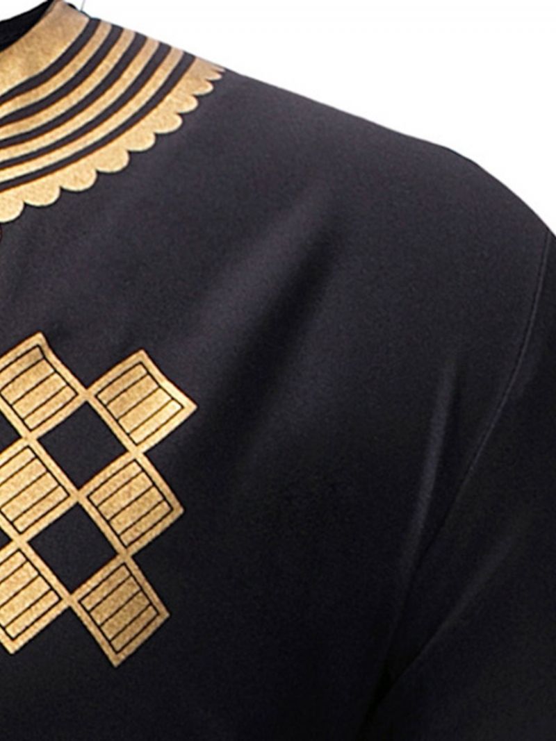 Afrikansk Mode Dashiki V-Hals Geometrisk Print Til Mænd Casual T-Shirts