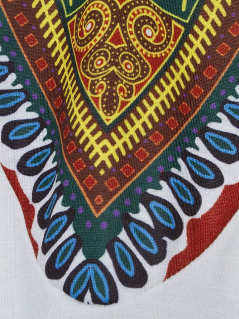 Afrikansk Mode V-Hals Dashiki Print Kortærmet Mænds T-Shirt