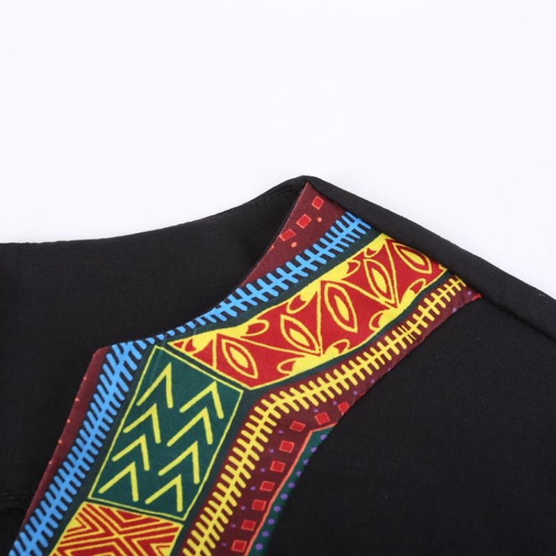 Afrikansk Mode V-Hals Dashiki Print Kortærmet Mænds T-Shirt